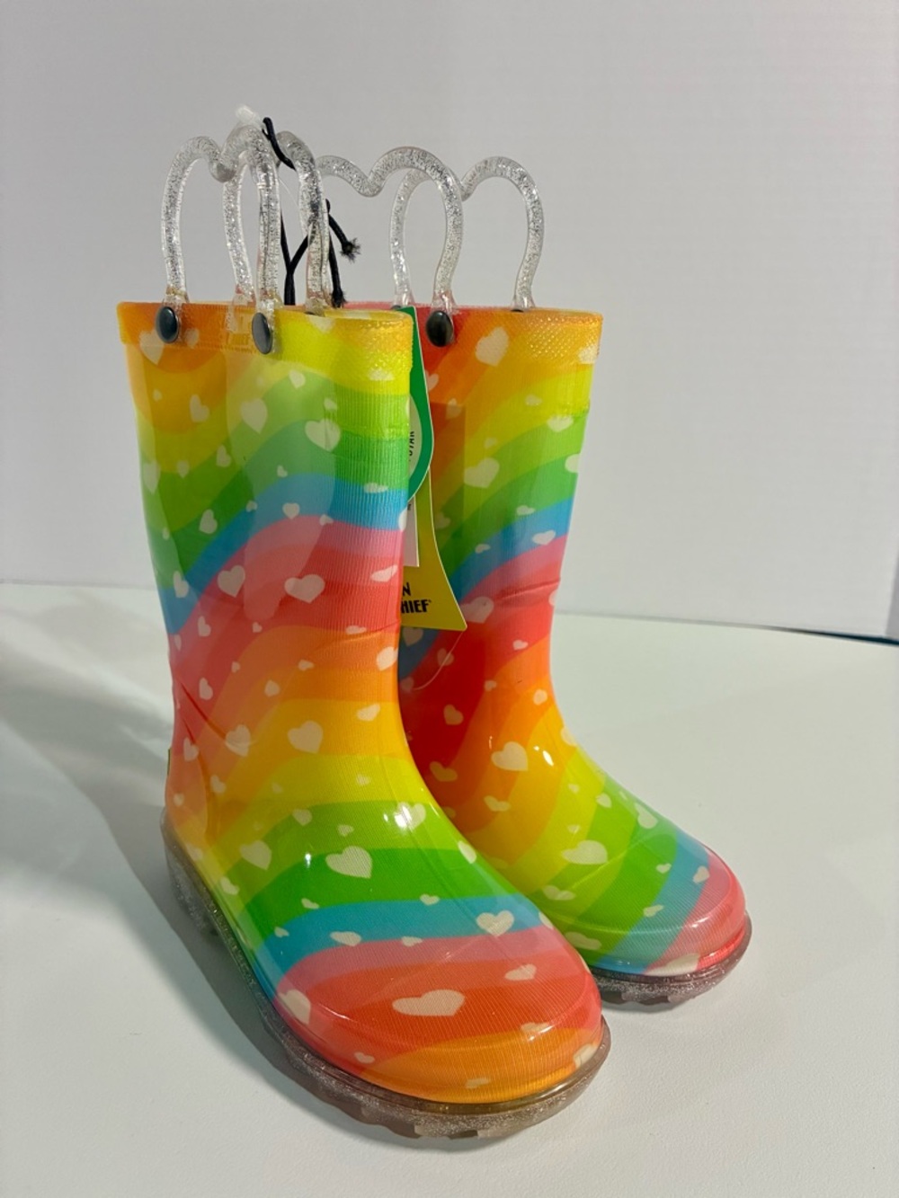 Western Chief Kids Rainbow Heart Rain Boots Light-Up